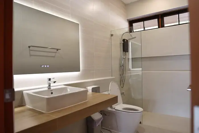 Bathroom with glass shower