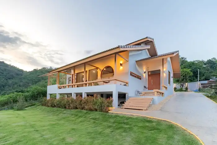 The house at dusk, angle 2