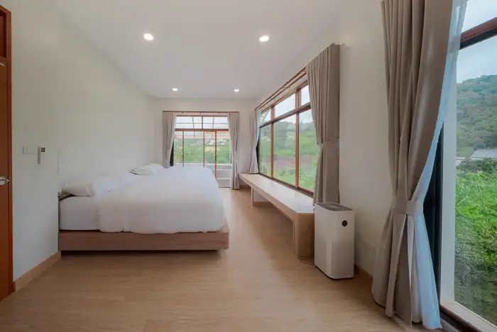 Bedroom with mountain views